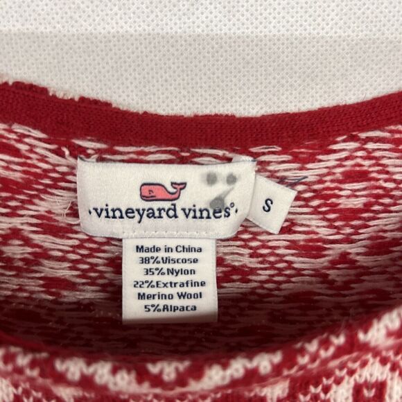 NEW vineyard vines fair isle sweater red Sz Small S 4-6 pullover merino wool - Picture 4 of 4